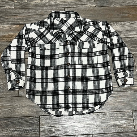 LA Hearts PacSun Plaid Shacket Black White Flannel Shirt Jacket Oversized M/L - Picture 9 of 15